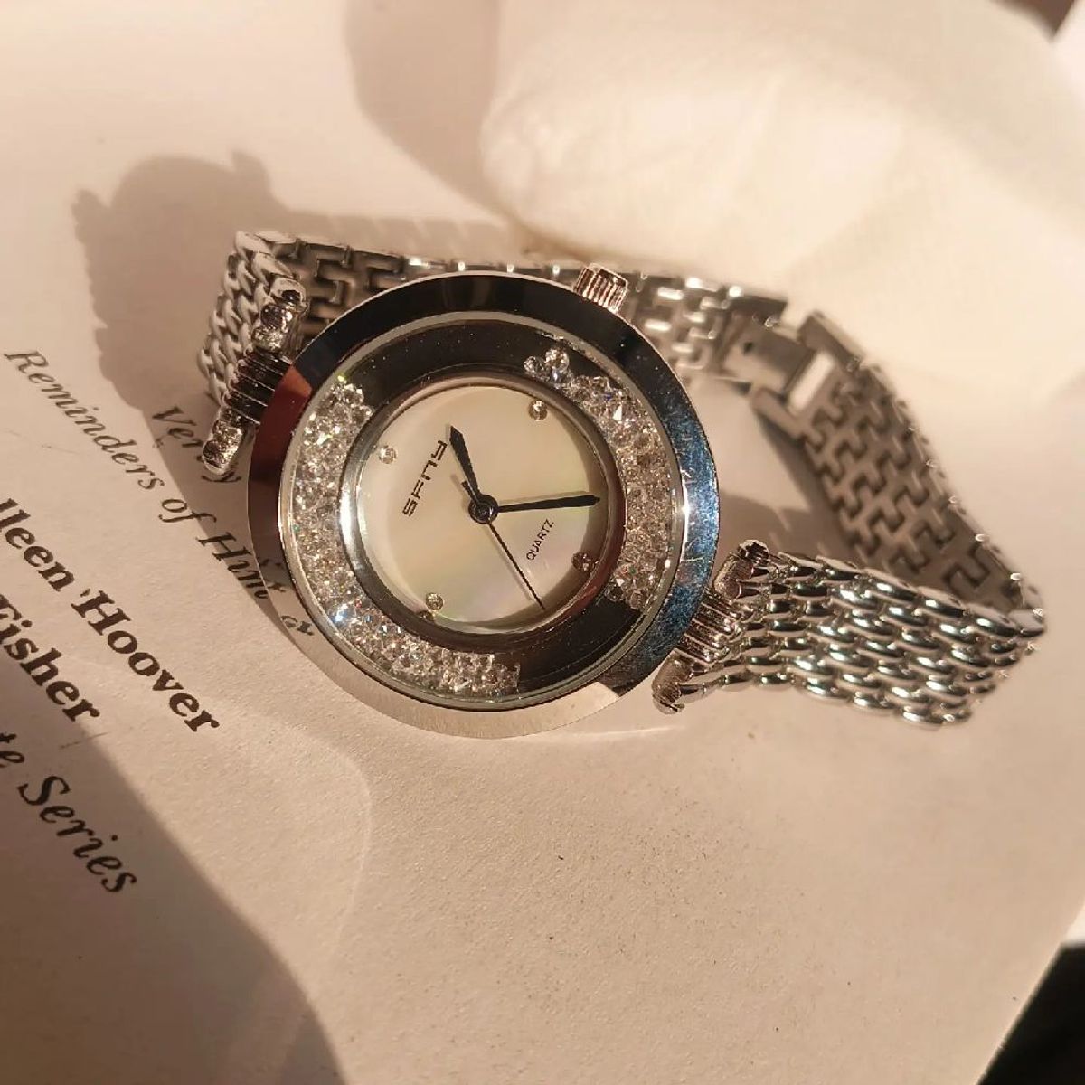 Crystal Shine Silver Wrist Watch