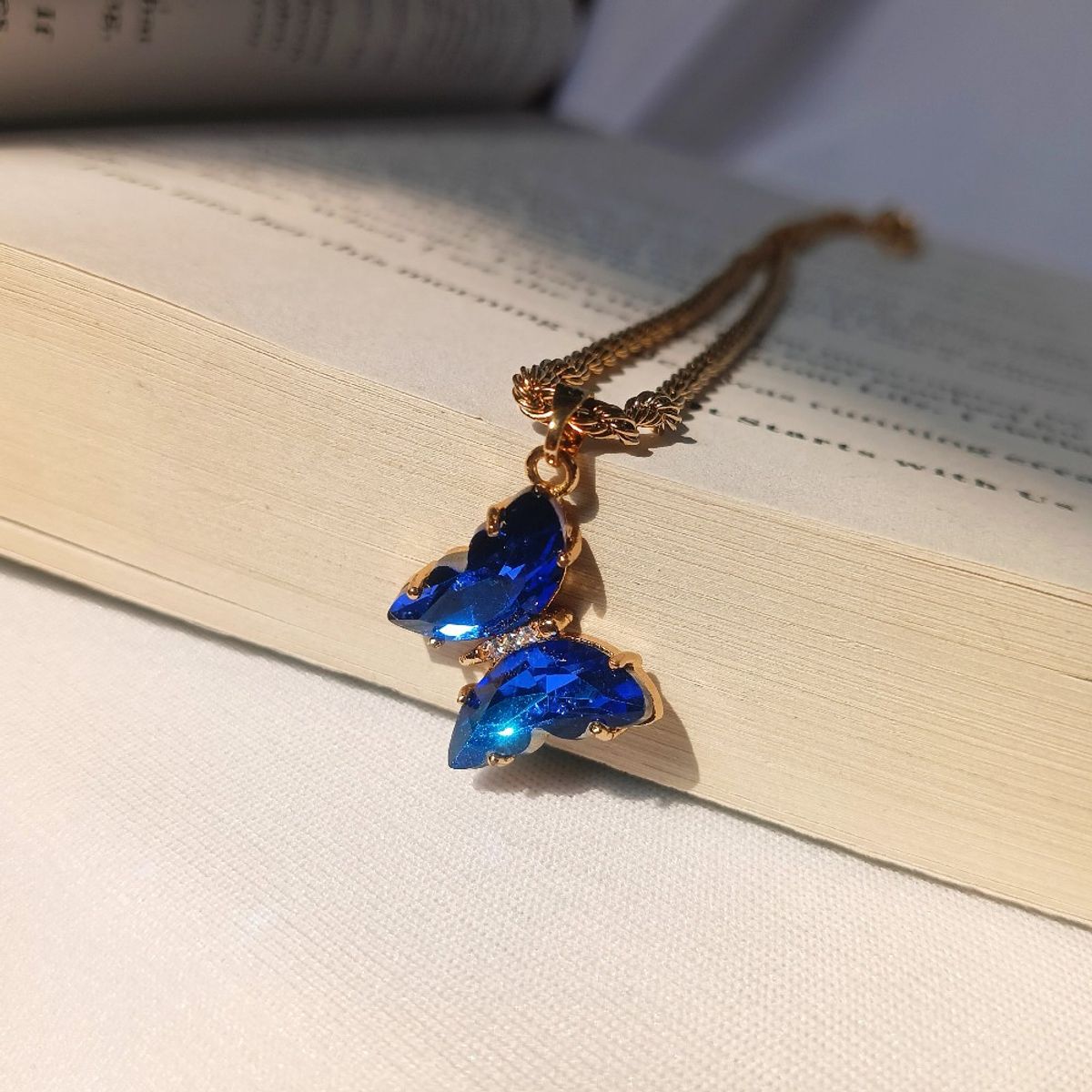Oceanic Grace Blue Butterfly Necklace