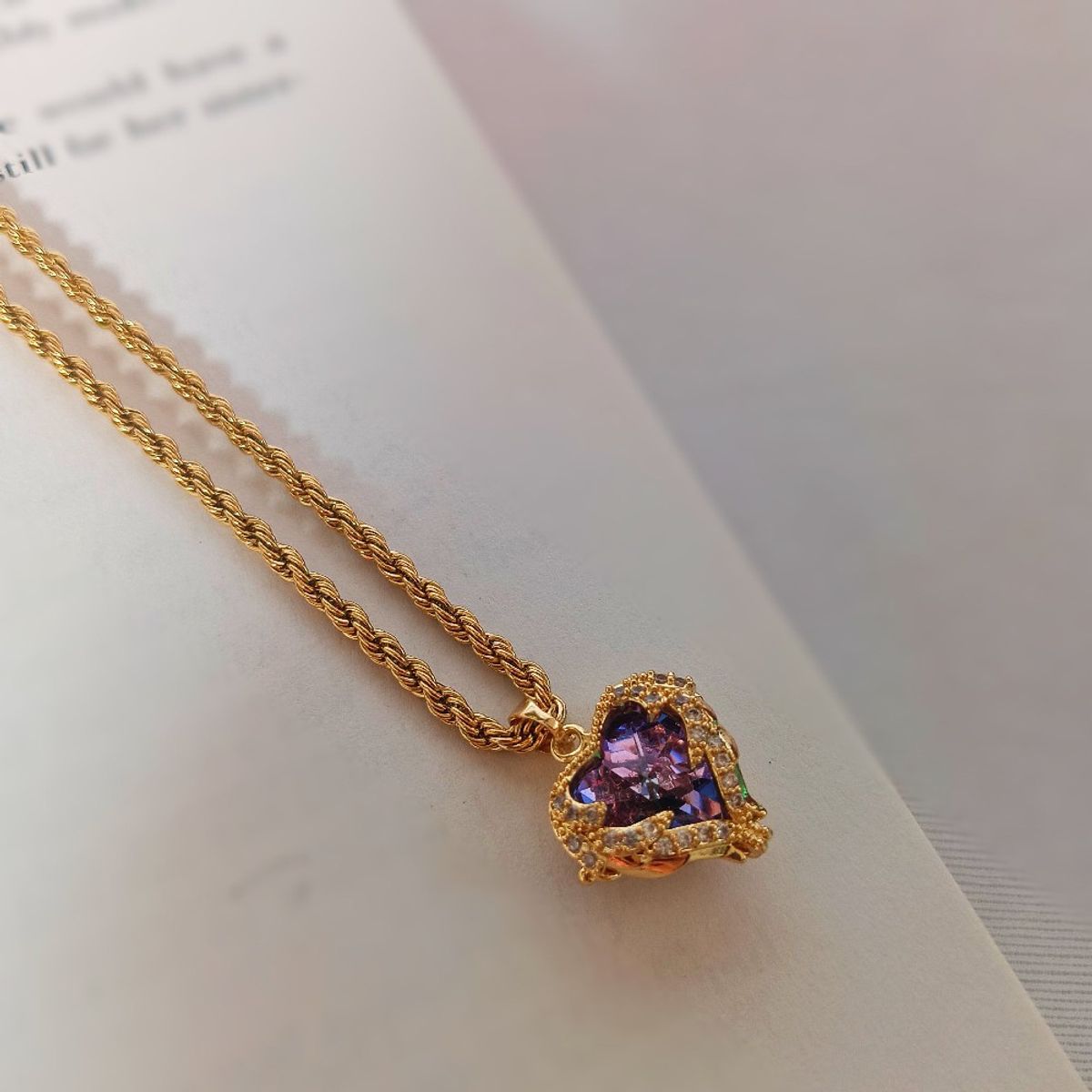 Magical Purple Heart Pendant Necklace