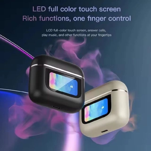 Astrill Tour Pro 2 Led Full Color Touch Screen Rich Functions One Finger Control True Wireless Noise Cancelling Earbuds (Black)