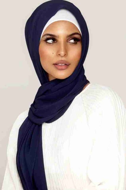 Navy blue Georgette hijab