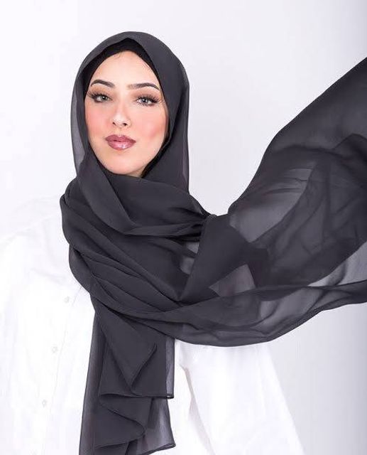 Dark grey Georgette hijab 