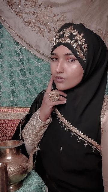 Black bridal hijab