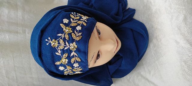 blue Bridal hijab 