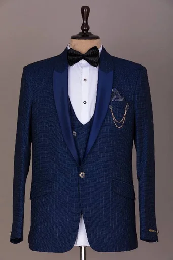 Dark Navy Blue Woven Italian Classic Suit