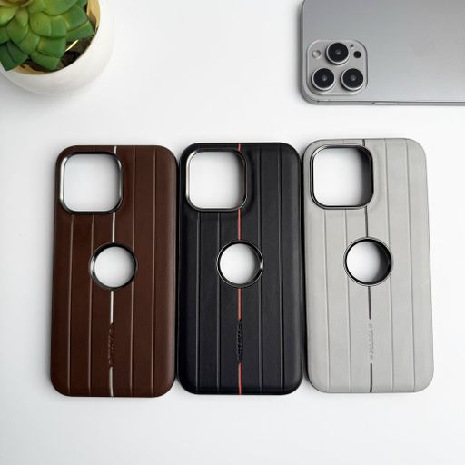 Puloka Executive Stripe Series – Luxury Leather iPhone Case