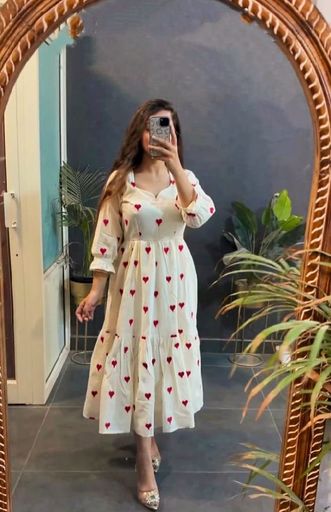 Heart printed middi gown | Code B1516 jkw