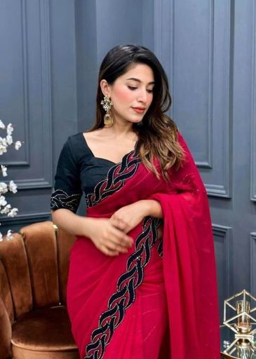 Magic heavy blooming Georgette saree | Code B201 rdd