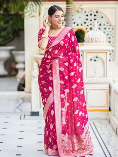 Banarasi khadi dola Jaqurad Weveing Rich pallu butti saree | Code B814 rdd