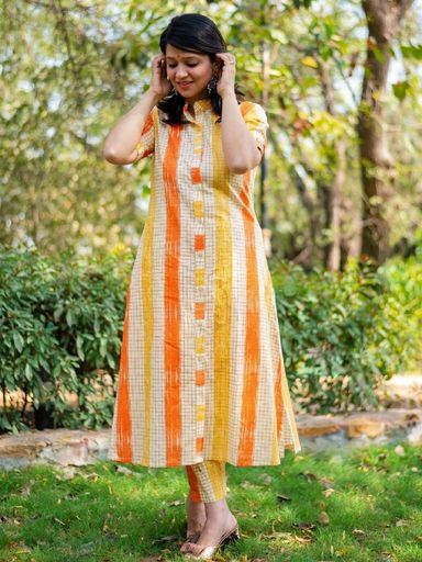 Discharge print cotton A-Line kurti set | Code C740 jkw