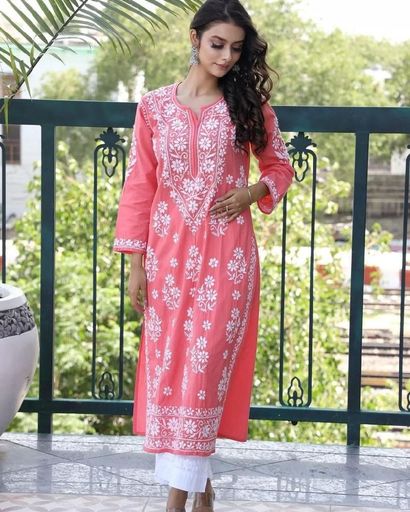 Chinestich work kurti 2 pcs set | Code D 520 rdd