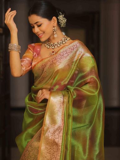 Handloom Banarasi Tissue Multi weave Saree  | Code AS148 ktt