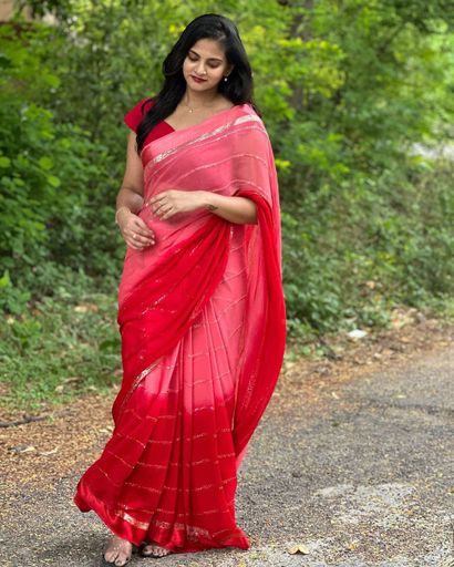 Pure Viscsose georgette Peding Dying Saree | Code AS155 rdd