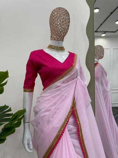 Primium Mul Cotton With Pretty Lace Border saree | Code AS185 rdd