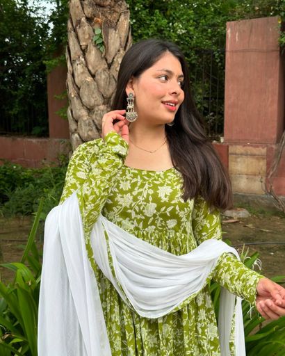Floral Print Anarkali Style kurti set | Code KH108