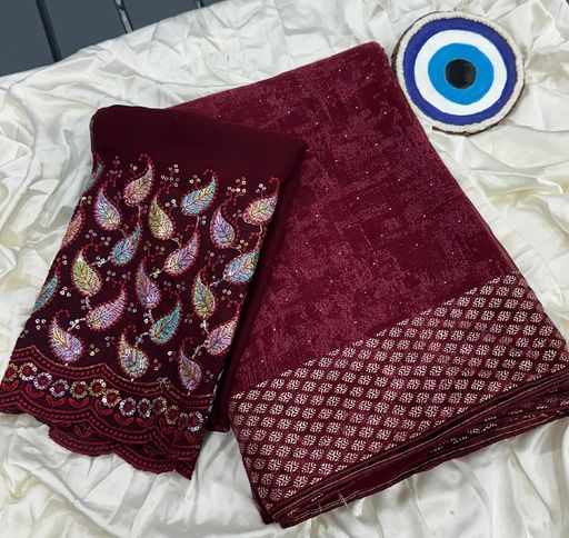 georgett smoke print with foil work allover saree | Code AS258 rdd