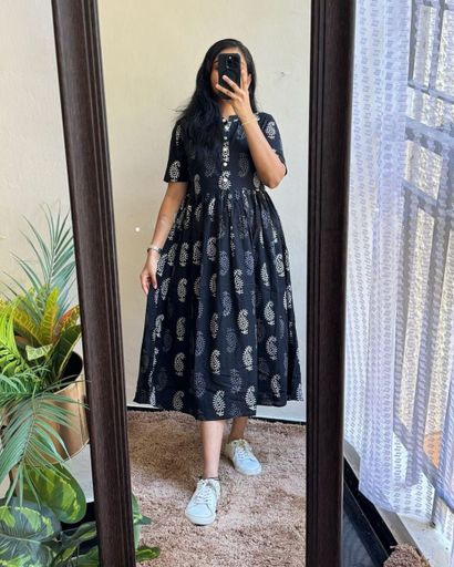 Beautiful printed cotton middi Gown | Code M152 jkw