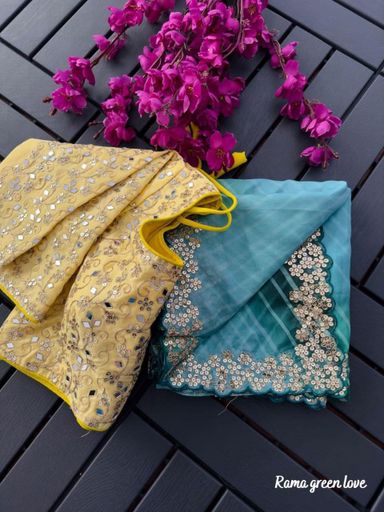 heavy viscose organza lehriya pattern in work saree | Code AS295 pjj