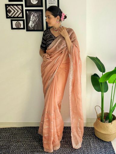 SOFT ORGANZA (TABBY SILK) saree | Code AS307 rdd