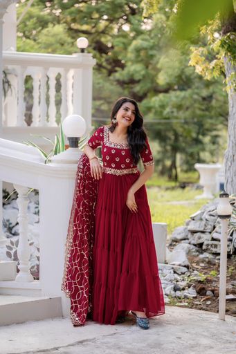 Anarkali Faux Georgette Gown | Code G155 srr