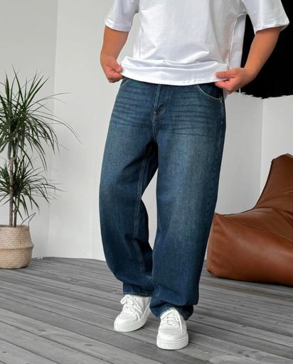 *High Waist Wishker Wash Baggy Denim | Code AK104 