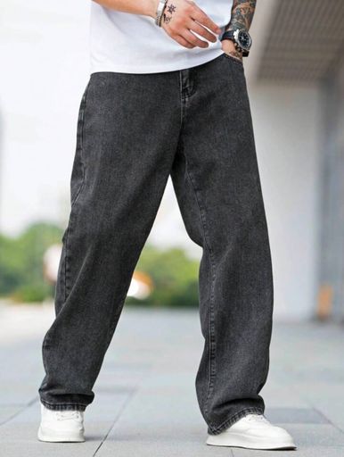 High Waist Charcoal Gray Baggy Jeans | Code AK105
