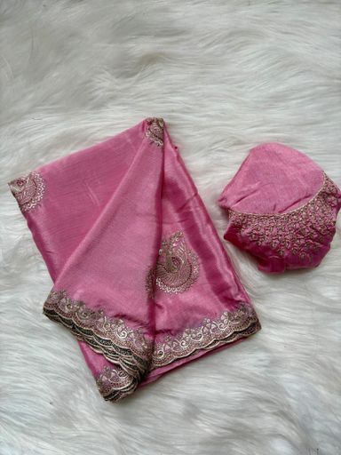 Pure Chinnon Embroidery Work saree | Code AS329 rdd