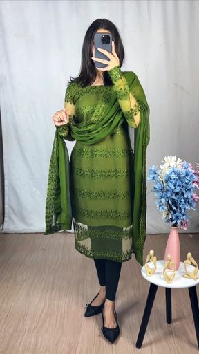 New Designer Sequins Embroidered Kurti And Duptta Set | Code DK189 mnn
