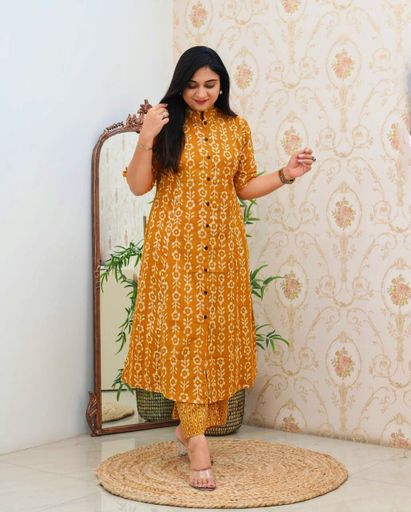 Premium Floral Fine cotton kurti Palazza set | Code K210 stt