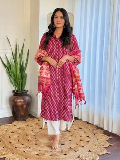 ajrakh work cotton kurta set | Code K230 stt