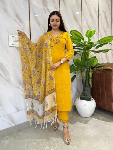 Handloom cotton slub suit set | Code K234 stt