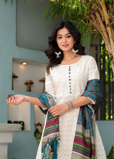 Trending beautiful Chikankari Anarkali kurti Set | Code 235 stt