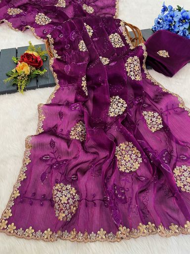 Pure soft blooming  zimmy choo Chiffon silk saree | Code AS408 pjj