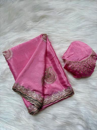Pure Chinnon Embroidery Work fancy saree | Code AS415 rdd