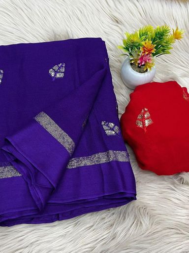 Pure viscose georgette with satin border saree | Code AS426 rdd