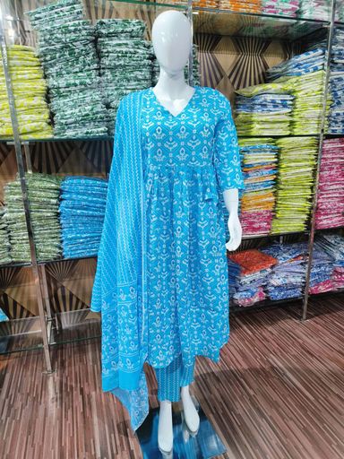 Beautiful Heavy Cotton Printed Anarkali Kurti set | Code K275 stt