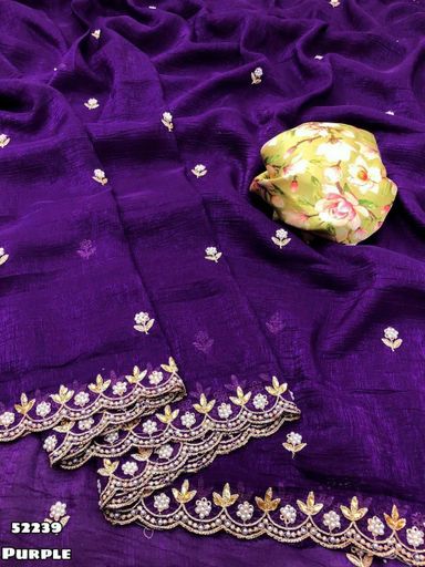 Beautiful Crunchy chiffon crush silk saree | Code AS447 rdd