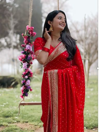 Trending Viscose Georgette Saree | Code AS454 rdd