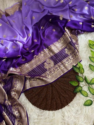 Pure Viscose Georgette Weaving Jacquard Saree | Code AS461 rdd