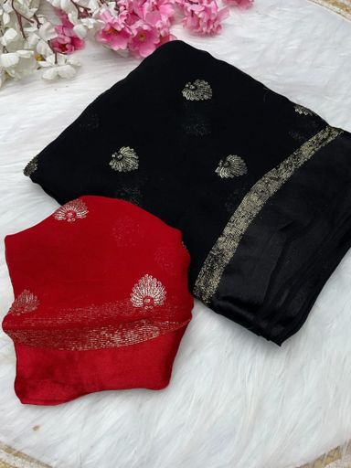 Satin Patta Pure Viscose Georgette Saree | Code AS476 rdd