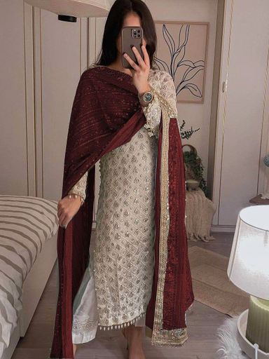 DESIRABLE FANCY FAUX GEORGETTE SEQUENCE  set | Code D218 grr