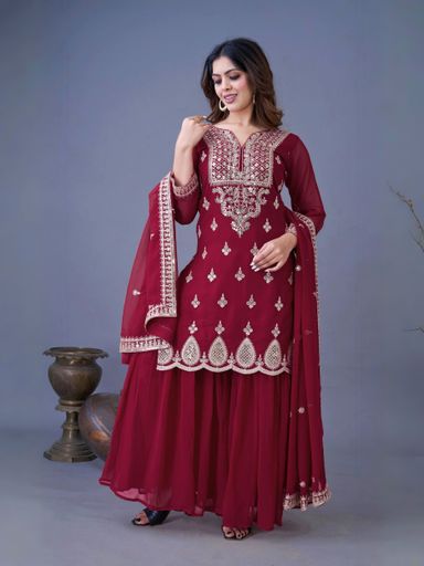 Designer Party Wear Look Top-Sharara and Dupatta | Code D219 grr