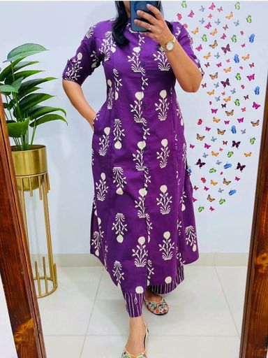 Jaipur print _aline cord -set | Code KD134 stt