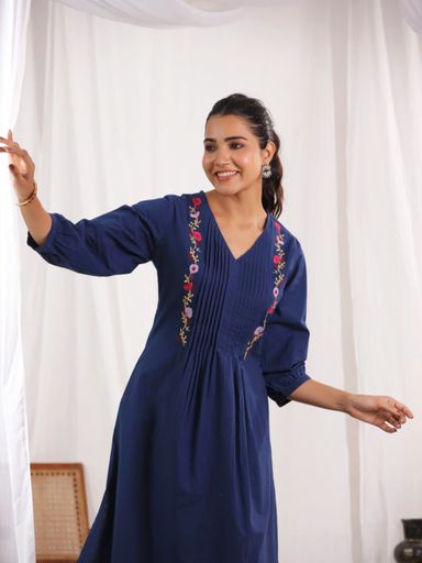 Beautiful Pure Cotton Fabric Pleated set | Code KD135 stt