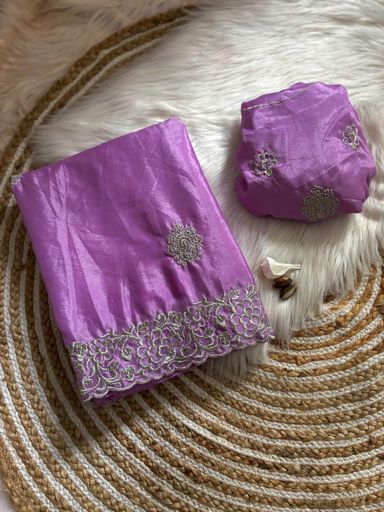 Pure Chinnon Embroidery Work saree | Code AS489 tkk
