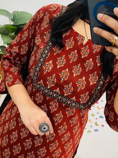 Ajrakh Print straight Kurti set | Code K329 sfb, HK