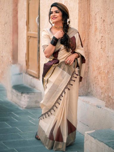 Coffee brown temple saree | Code TS118 kbb