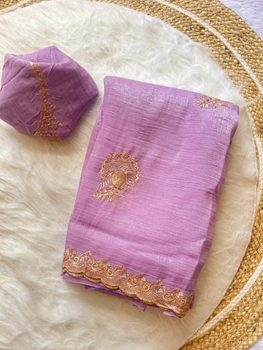 Pure soft crunchy Embroidery saree | Code AS495 pjj