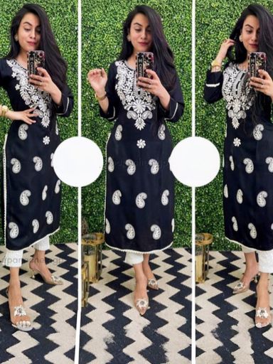 Beautiful pure cotton embroidery work kurta set | Code K341 stt