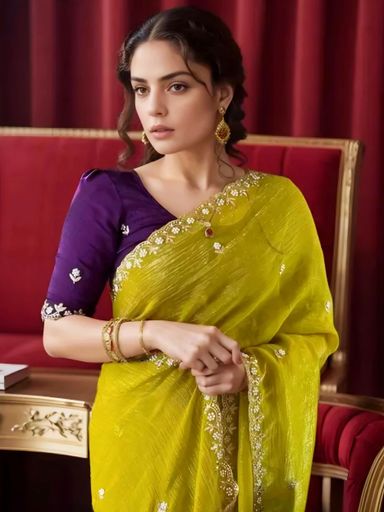 Beautiful Embroidery& Moti Work Candy Crush Silk saree | Code AS517 pj